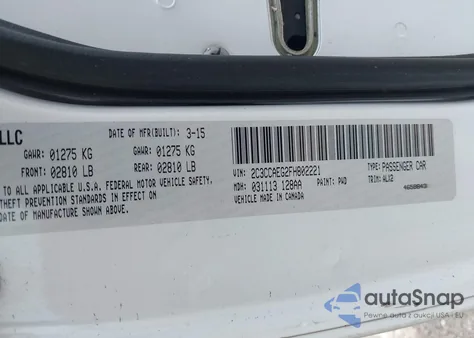 2015 Chrysler 300C z USA, uszkodzony, nr VIN 2C3CCAEG2FH802221